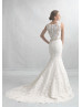 Beaded Waist Ivory Lace Elegant Wedding Dress